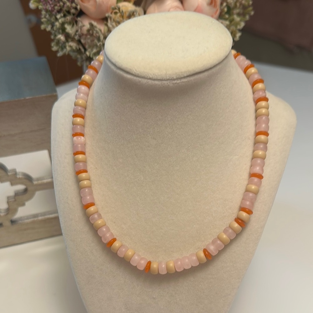 Madewell Pink and Orange Beaded Necklace with Ombre Design